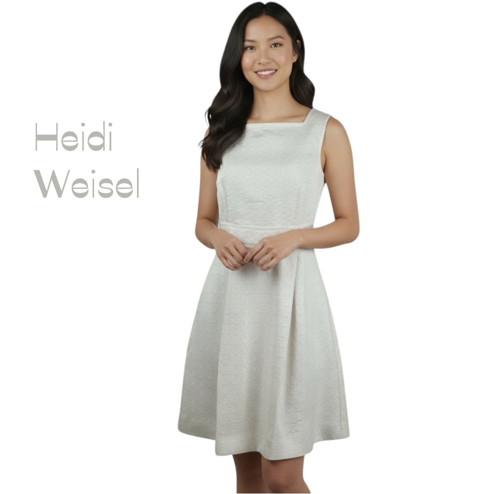 Heidi Weisel Cream Pleated Dress Size 10